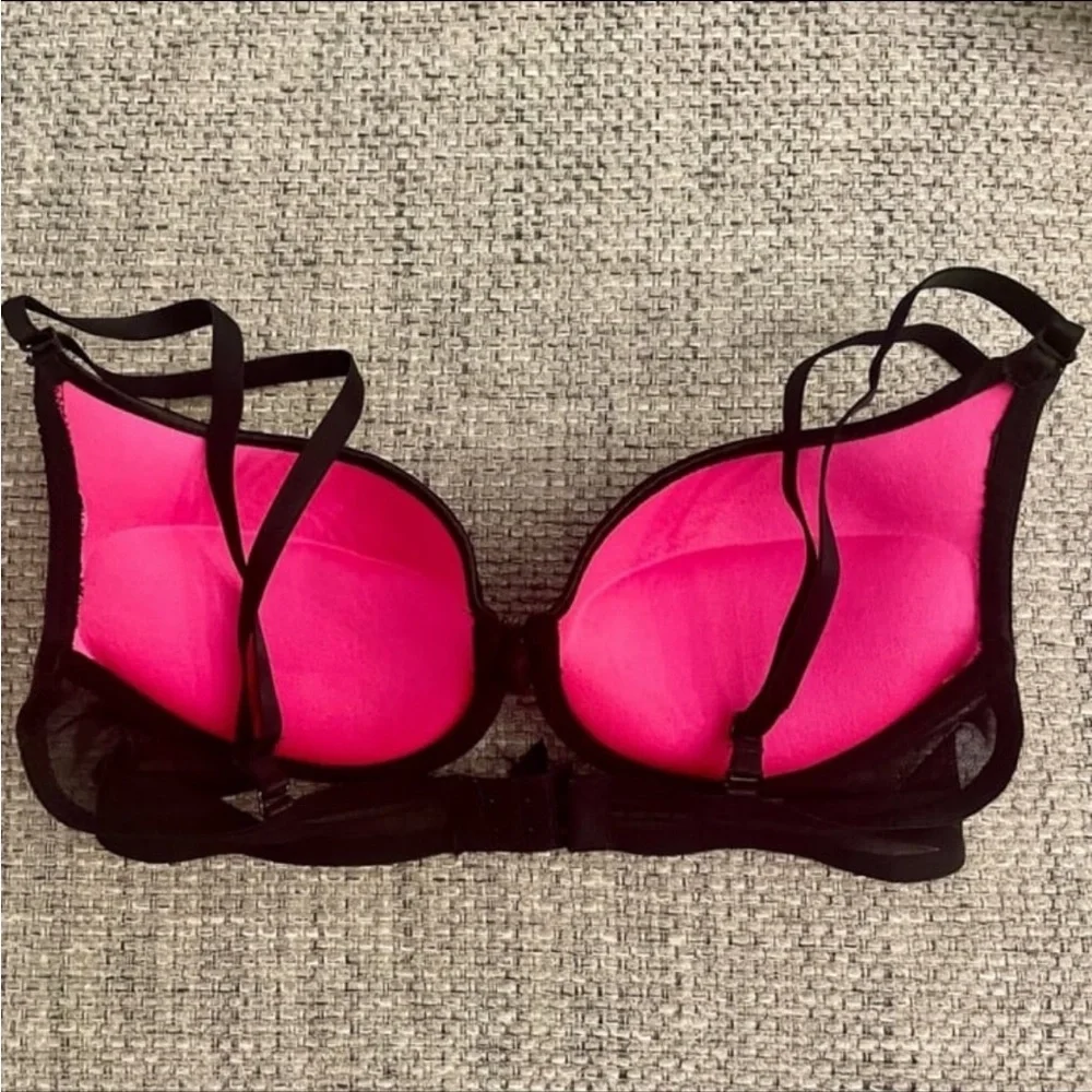 Rene Rofe Lace Bra Black Pink Size 36C - Picture 5 of 7